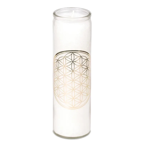 Vela Blanca Natural de Estearina 100% Natural Flor de la Vida