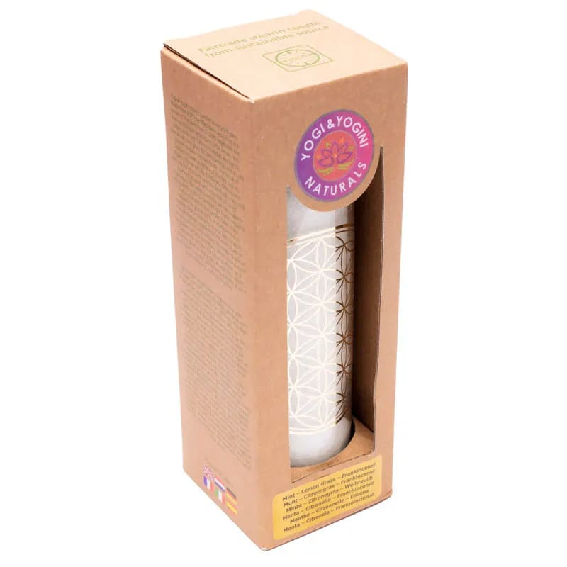 Vela Blanca Natural de Estearina 100% Natural Flor de la Vida - Imagen 2