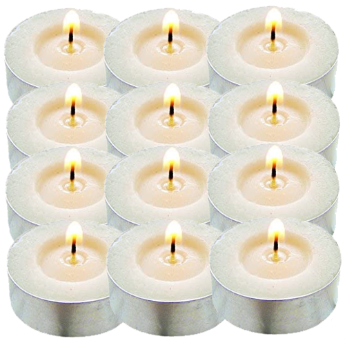 Vela Natural de Estearina 100% Natural Tea Light Maxi 10 Horas Pack 12 unidades