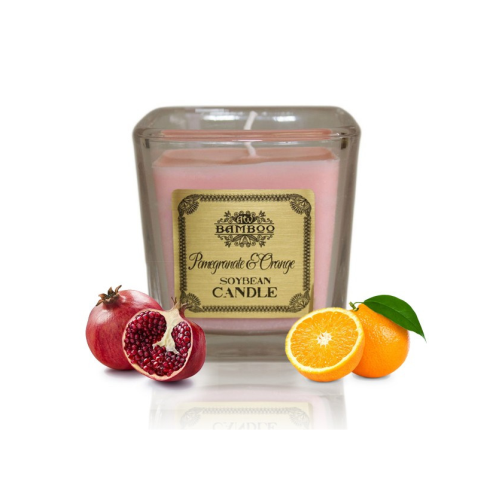 Vela Natural de Cera de Colza BAMBOO Granada & Naranja Dulce