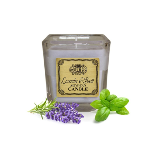 Vela Natural de Cera de Colza BAMBOO Lavanda & Albahaca