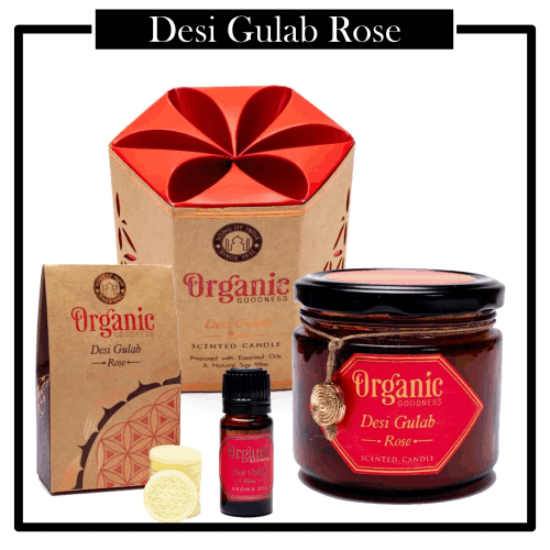 Set 4 elementos Organic aroma Rosa Desi Gulab
