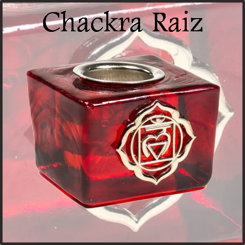 Portavela Artesanal Cubo Cristal 1º Chakras Raíz