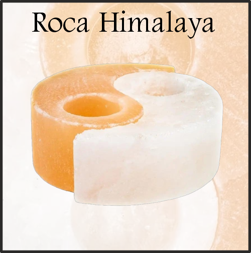 Portavela Artesanal Roca Himalaya Ying Yang. Cree una luz cálida y mejore el ambiente en el hogar y en la oficina. Producto natural con propiedades.