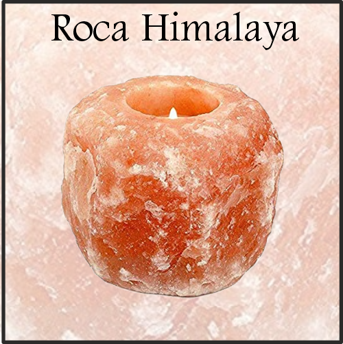 Portavela Artesanal Roca Himalaya. Cree una luz cálida y mejore el ambiente en el hogar y en la oficina. Producto natural con propiedades.